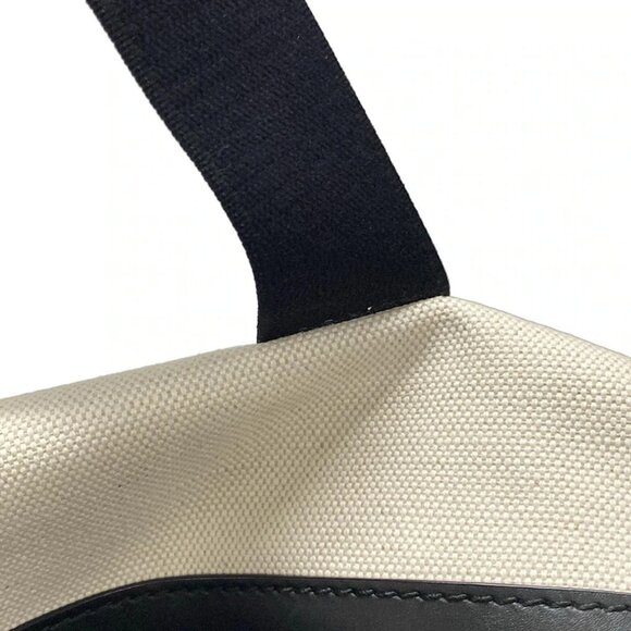 Auth BALENCIAGA Navy Tote 479290 Cream Black Canvas Leather Tote Bag - Picture 9 of 16